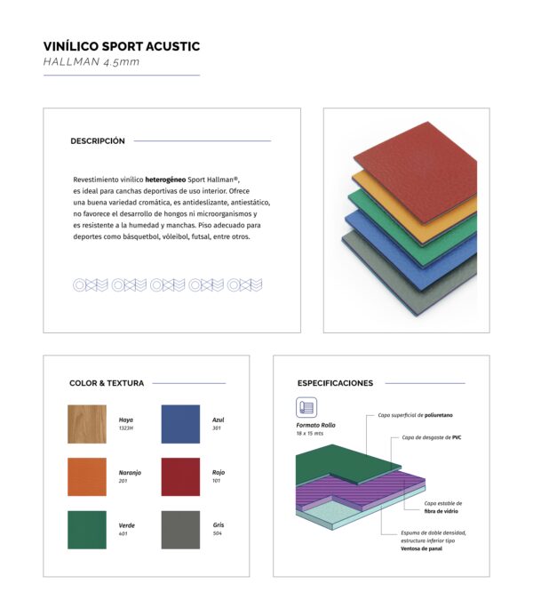 Piso Vinílico heterogéneo sport acustic