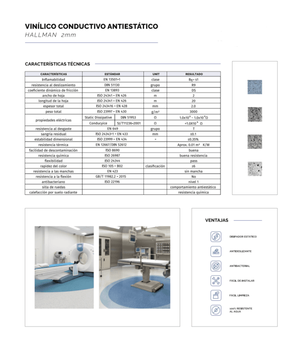 piso vinilico conductivo antiestático