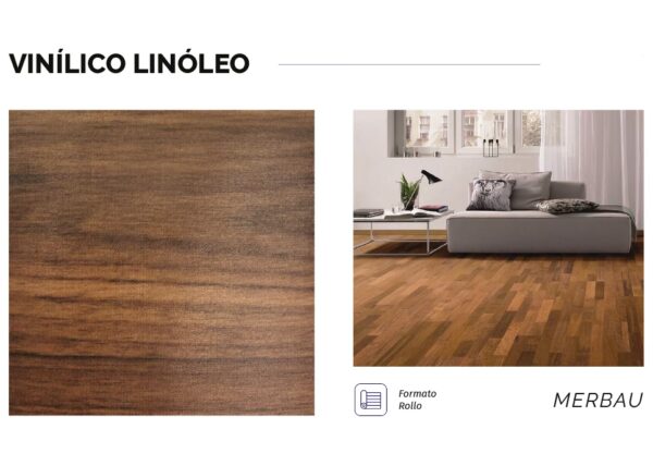 piso Vinílico en rollo Linóleo Merbau